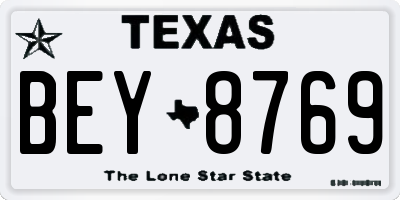 TX license plate BEY8769