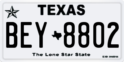 TX license plate BEY8802