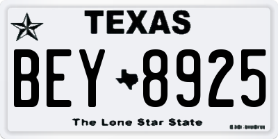 TX license plate BEY8925