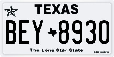 TX license plate BEY8930