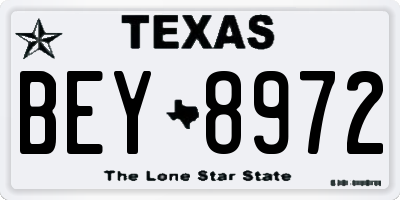 TX license plate BEY8972