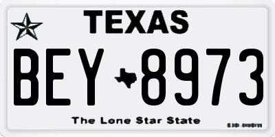 TX license plate BEY8973