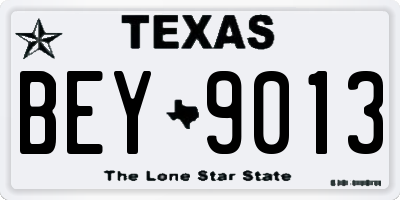 TX license plate BEY9013