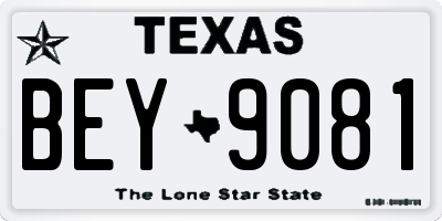 TX license plate BEY9081