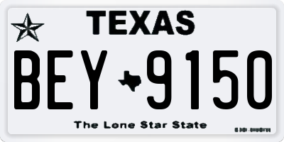 TX license plate BEY9150