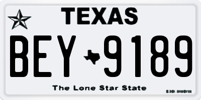 TX license plate BEY9189