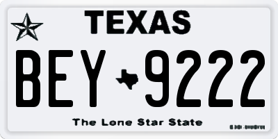 TX license plate BEY9222