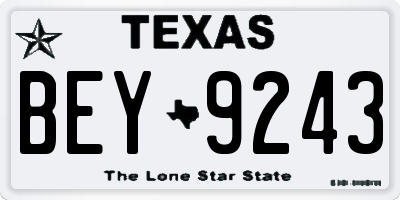 TX license plate BEY9243