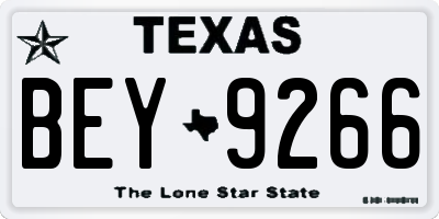 TX license plate BEY9266