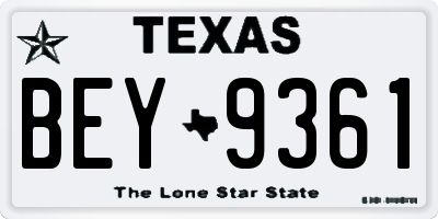 TX license plate BEY9361