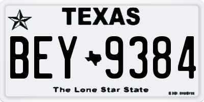 TX license plate BEY9384