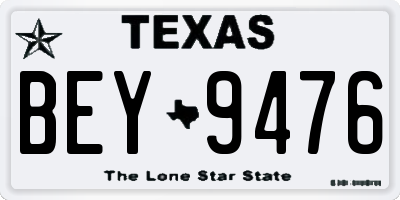 TX license plate BEY9476
