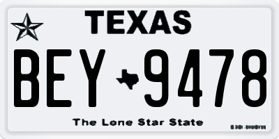 TX license plate BEY9478