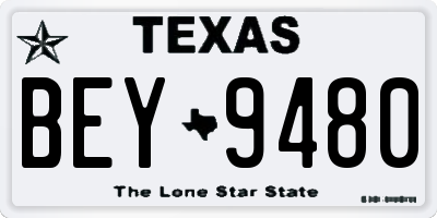 TX license plate BEY9480