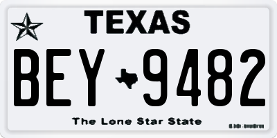 TX license plate BEY9482