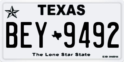 TX license plate BEY9492