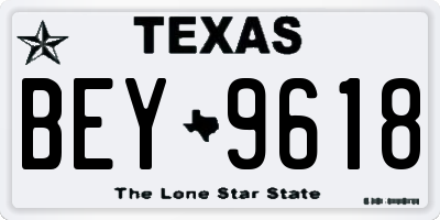 TX license plate BEY9618