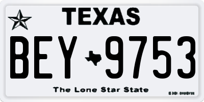 TX license plate BEY9753