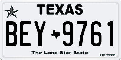 TX license plate BEY9761