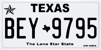 TX license plate BEY9795
