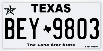 TX license plate BEY9803