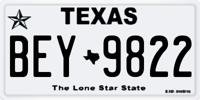 TX license plate BEY9822