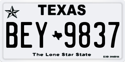 TX license plate BEY9837