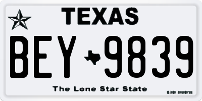 TX license plate BEY9839