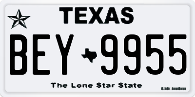 TX license plate BEY9955