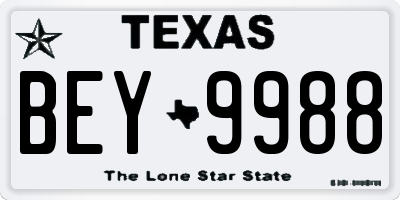 TX license plate BEY9988