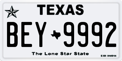 TX license plate BEY9992
