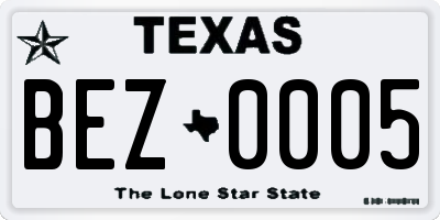 TX license plate BEZ0005