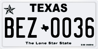 TX license plate BEZ0036