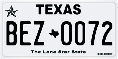 TX license plate BEZ0072