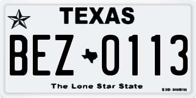 TX license plate BEZ0113