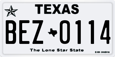 TX license plate BEZ0114