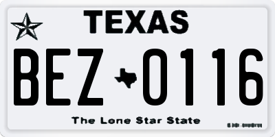 TX license plate BEZ0116
