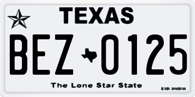 TX license plate BEZ0125