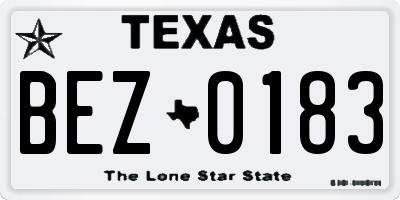 TX license plate BEZ0183