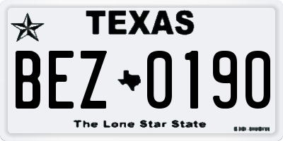 TX license plate BEZ0190
