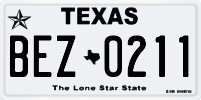 TX license plate BEZ0211