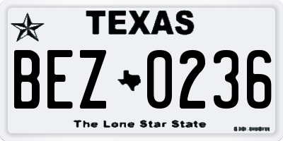 TX license plate BEZ0236