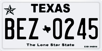 TX license plate BEZ0245