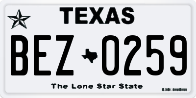 TX license plate BEZ0259