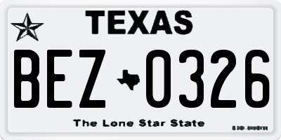 TX license plate BEZ0326