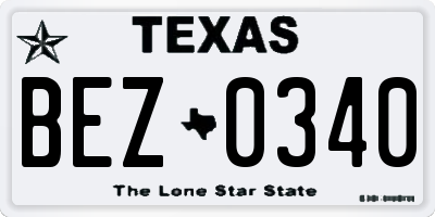 TX license plate BEZ0340