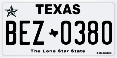 TX license plate BEZ0380