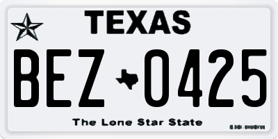 TX license plate BEZ0425