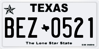 TX license plate BEZ0521
