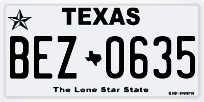TX license plate BEZ0635